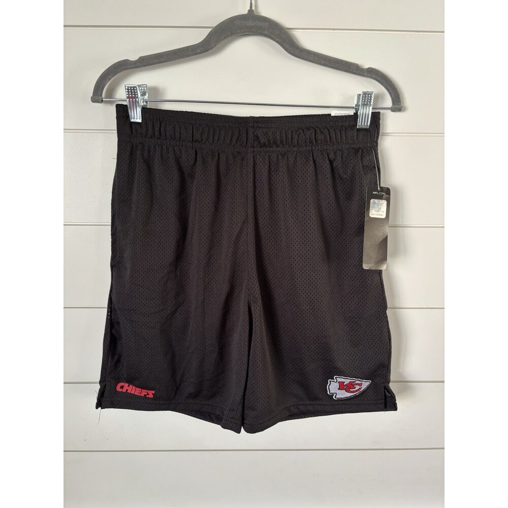 MENS KANSAS CITY CHIEFS Mesh SHORTS Pockets BLACK Unisex Size Small - Picture 1 of 5